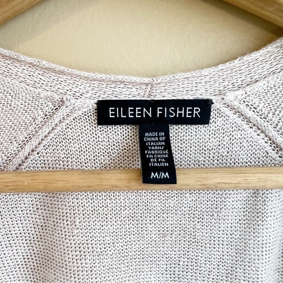 EILEEN FISHER organic linen open cardigan size medium w front slits pink dune - Picture 3 of 8